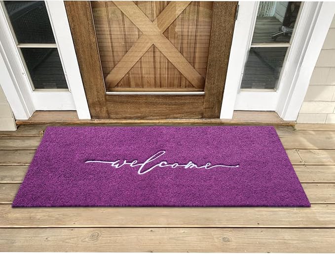 AAZZKANG Purple Outdoor Mat Front Door Indoor Welcome Doormat Long 18"x48",Anti-Slip Rubber Door Mat,Low-Profile Design Entrance Mats Decorative