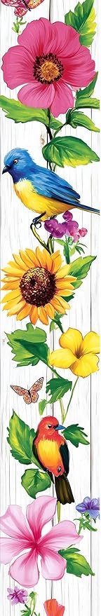 2 Pcs Welcome Floral Porch Banners Spring Bird Flower Hanging Flag Porch Sign for Front Door Outdoor Seasonal Holiday Wedding Yard Decor Farmhouse Indoor Outdoor Wall Backdrop Decorations