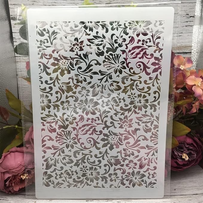 TIAMECH A4 Reusable Leaves Stencil for Painting - Small Leaves Texture Layering Template, DIY Wall Art, Wood Furniture, Scrapbook & Crafts (8.3x11.7inch)