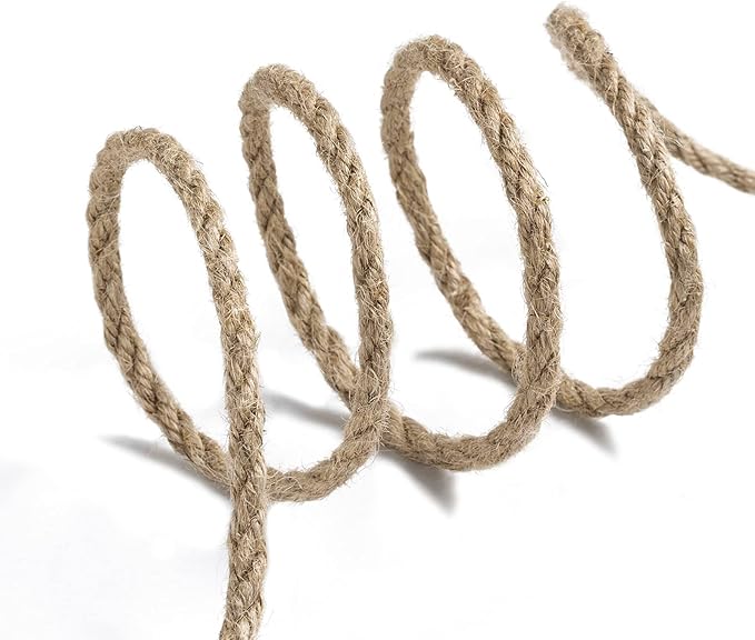 100 Feet 5mm Jute Twine, Heavy Duty Jute Rope, Natural Hemp Rope for DIY Arts Crafts, Gardening, Bundling,Home Decorating, Cat Scratching Post