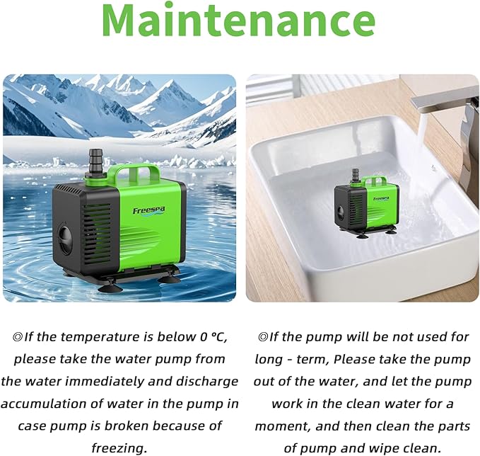 FREESEA Submersible Water Pump for Pond: 1350GPH 150W Fountain Pump with 6.6ft Tubing for Aquarium Fish Tank Waterfall Hydropoic