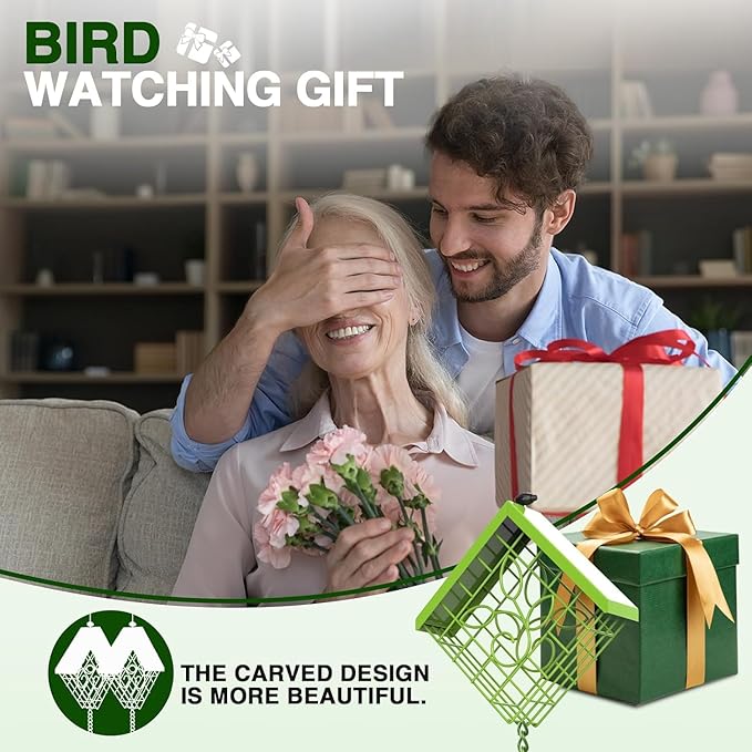 Suet Bird Feeder for Outside, Metal Suet Feeder for Outside Hanging, Single Suet Cake Capacity, Fruit and Suet Feeder Style for Outside Hanging(Green)