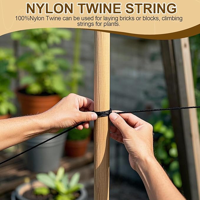 Black Nylon String,984ft 2mm Nylon Cord Twine for Garden,Tomato,Climbing Plant,Tie Floristry,Fishing,Wrapping,Camping and Outdoor Survival,Netting Home Improvement