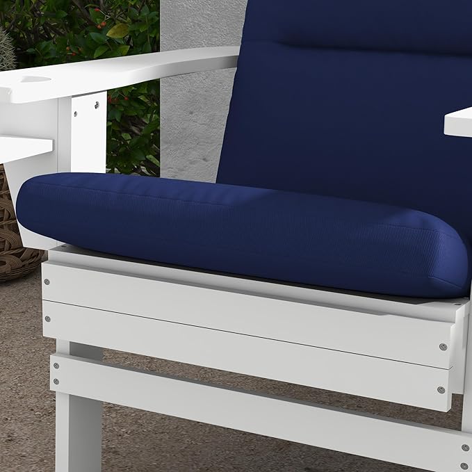 Outsunny 2 Piece Adirondack Chair Cushions, 59 x 20.5 x 2 inch Outdoor Chair Cushions for Fire Pit Chairs with Seat, Back, Ties, Water Repellent Replacement Patio Seat Pads, Blue