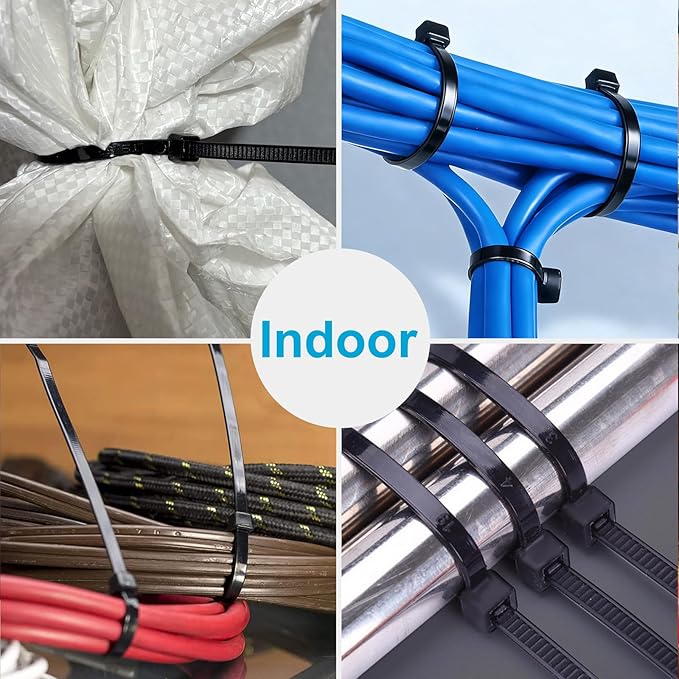 150 Pack Zip Ties 8 Inch Black, 40Lbs Tensile Strength, Premium Nylon Cable Ties, Plastic Zip Ties, For Garage Cable Management, Home, Garden Trellis Ties, Indoor And Outdoor Use