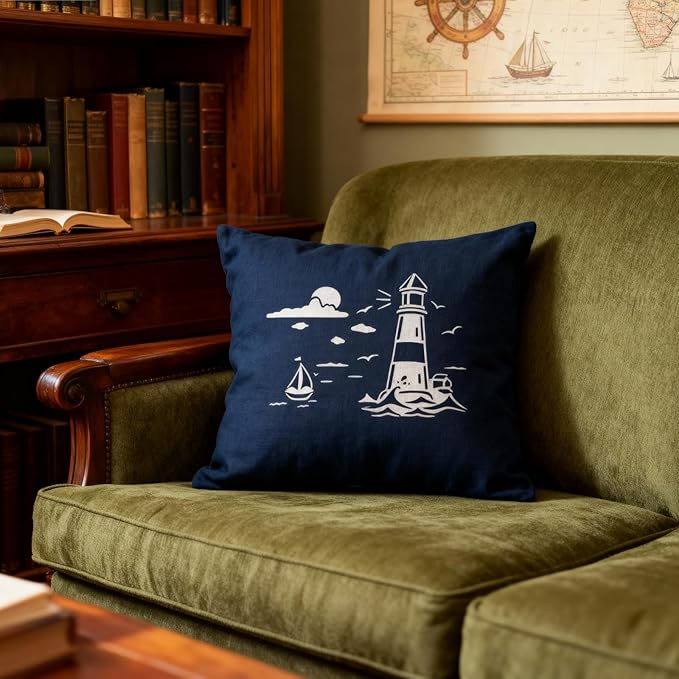 TIAMECH A4 Reusable Lighthouse Sea Sail Stencil for Painting - Beach Sunrise Layering Template, DIY Wall Art, Wood Furniture, Scrapbook & Crafts (8.3x11.7inch)