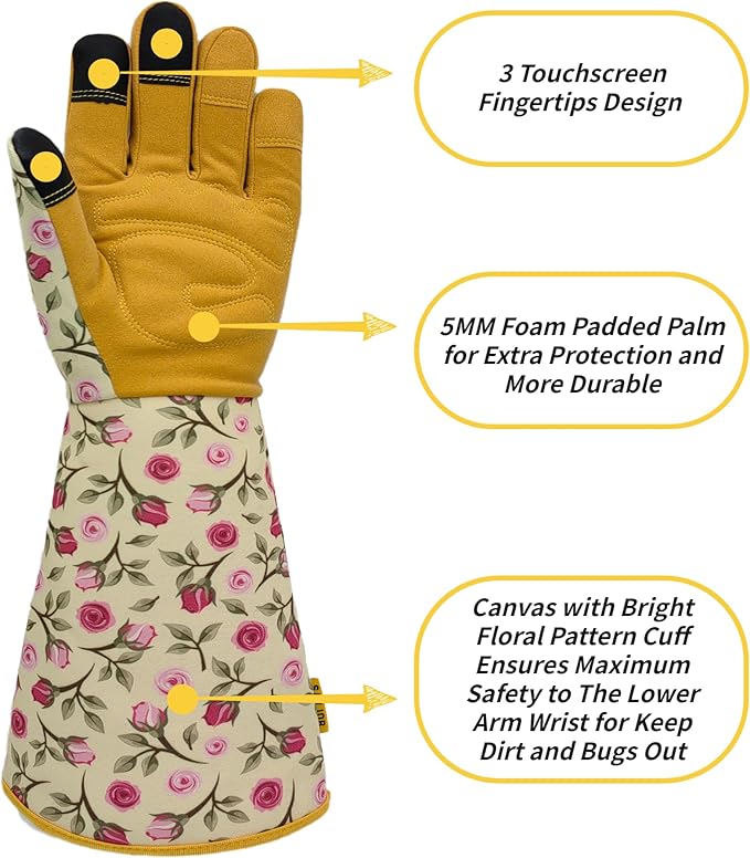 Thorn-proof Gardening and Garden Gloves,Durable Long Rose Yard Work Glove,Gifts for Men Women,Touchscreen