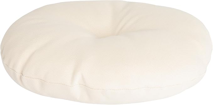 Magpie Fabrics Outdoor 15"x15"x4" Round Bistro Seat Cushions with Ties Set of 2, Tufted Waterproof Patio Floor Chair Pads for Home Garden Balcony Kitchen Office Porch, Recycled Cream White