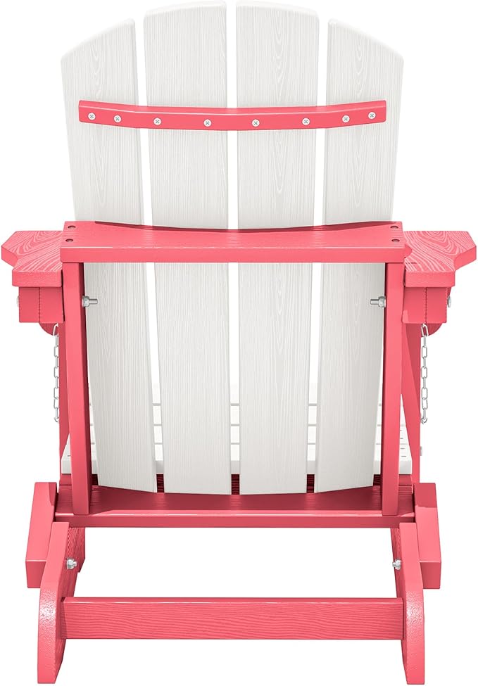 SERWALL Kids Adirondack Chair, HDPE Adirondack Chair for Children,All-Weather Resistant for Patio, Garden, Backyard - White and Light Pink