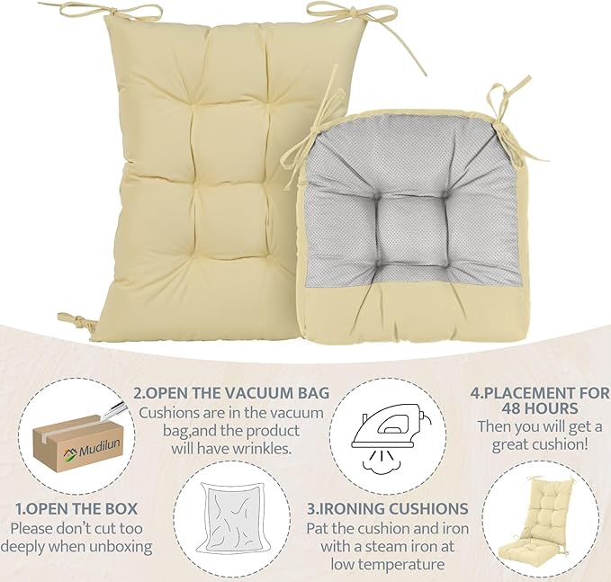 mudilun Rocking Chair Cushion Non-Slip Tufted Indoor/Outdoor Rocking Chair Cushions 80% Water Proof with Straps for Living Room Baby Room Garden High Back Rocking Chair Pads (Beige)