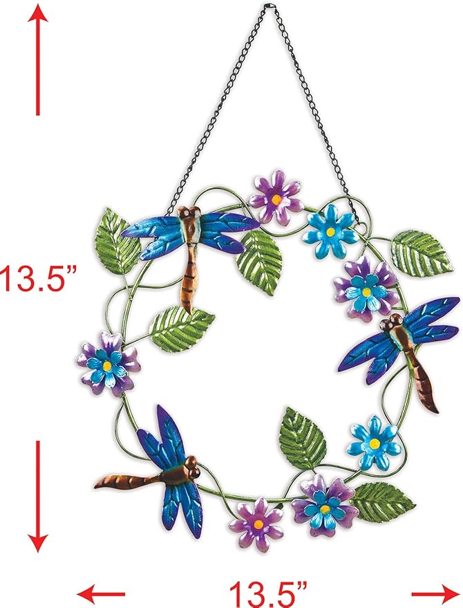 Sunset Vista Designs Dragonfly Wreath, 13.38-inch Height, Home Decor, Door Wall Accessories