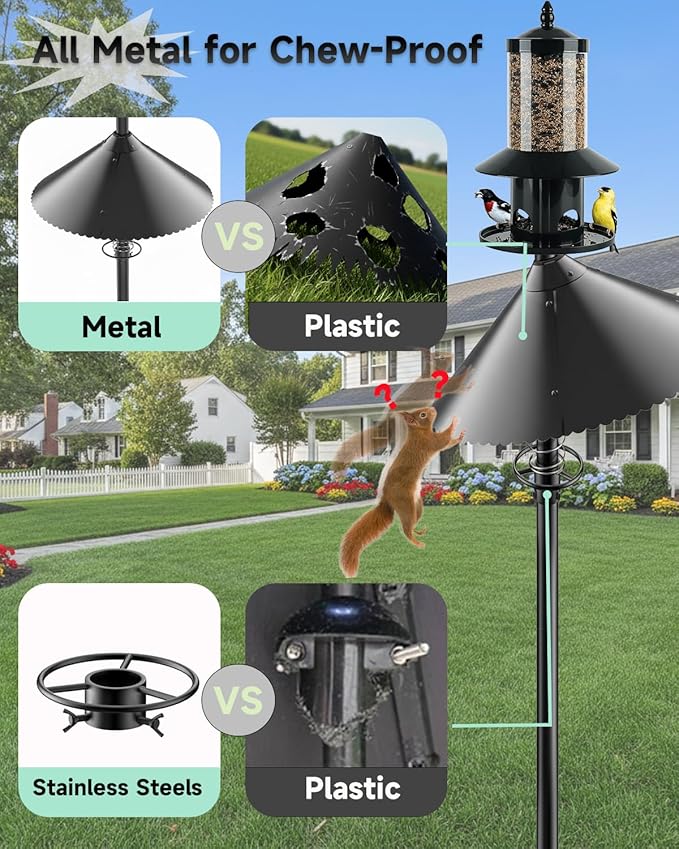 Metal Squirrel Baffle for Bird Feeder Pole, 19" Heavy-Duty Spring-Motion Guard, Upgraded Outdoor Squirrel Protector for Bird Feeder Poles (1 Pack)