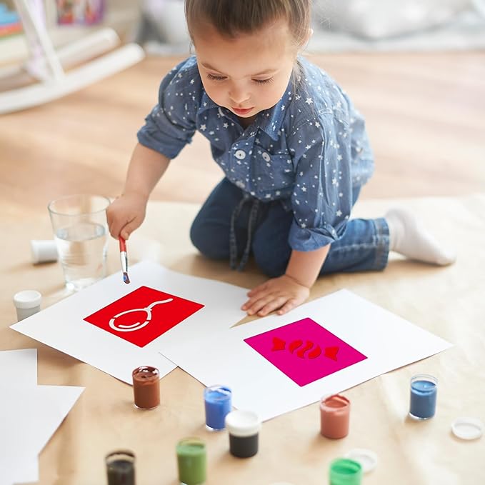 24 PCS Sidewalk Chalk Stencils for Kids 5 Inch Sidewalk Chalk Stencils Outside Stencil for Painting Garden Themed Kids Style Collection