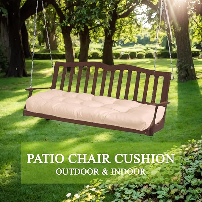 MTMR Outdoor Bench Cushion, Waterproof Wicker Chair Cushion, Thick Patio Replacement Seat Pad for Porch Lawn Indoor Swing Couch Sofa Loveseat, Patio Furniture Cushions, 44x19 Inch, Kaqi