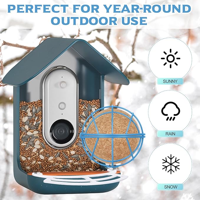 Vesici 2 Set Metal Suet Ball Holder Compatible with Bird Buddy Smart Feeder Blue Plate Oil Ball Holder with 5mm Mounting Screw Accessories Bundle Perch Weatherproof Squirrel Proof Accessory