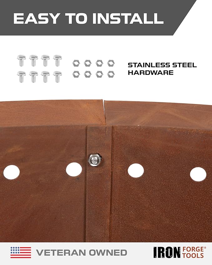 Heavy Duty Metal Smokeless Permanent Fire Pit Ring 48 inch Outer/42 inch Round Fire Pit Insert Liner for Outdoor, Firepits for Outside Corten Steel (48x42x10), Patent Pending