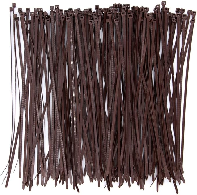 Wide 10 Inch Strong Wood Brown Zip Ties 150 Pack, Standard Durable Cable Ties Wood Color-Outdoor, Garden Ties, Office and Kitchen Use