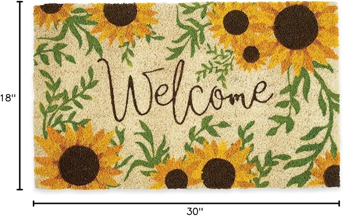 DII Natural Coir Doormat Outdoor Welcome Mat, 17x29, Sunflower