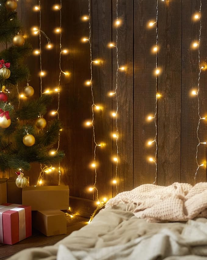 JACKYLED 84Ft 12 Pack Artificial Ivy Garland Fake Plants with 240 LED Curtain Lights USB Plug in/Battery Operated, 8 Modes Fairy String Light with Remote Control, for Bedroom Wall Decorations