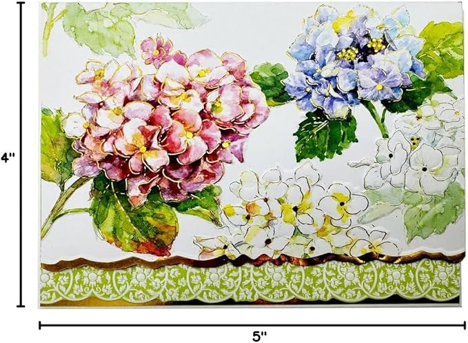 Poster Foundry Set of 3 - Classic Pink and Blue Hydrangea Boxed Note Cards by Carol Wilson. 10 embossed 4x5 Die-Cut Notecards and Matching Envelopes in Decorative Gift Box with Magnetic Flap. NCP6001