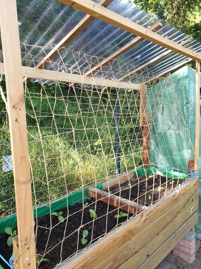 Jute Trellis Netting - Jute Netting for Garden, Heavy Duty Plant Support Netting for Climbing Plants, Cucumber, Vine, Fruits & Vegetables, Climbing Vining Plants (3.3 Ft X 16.4 Ft, 3.9 Inch Squares)
