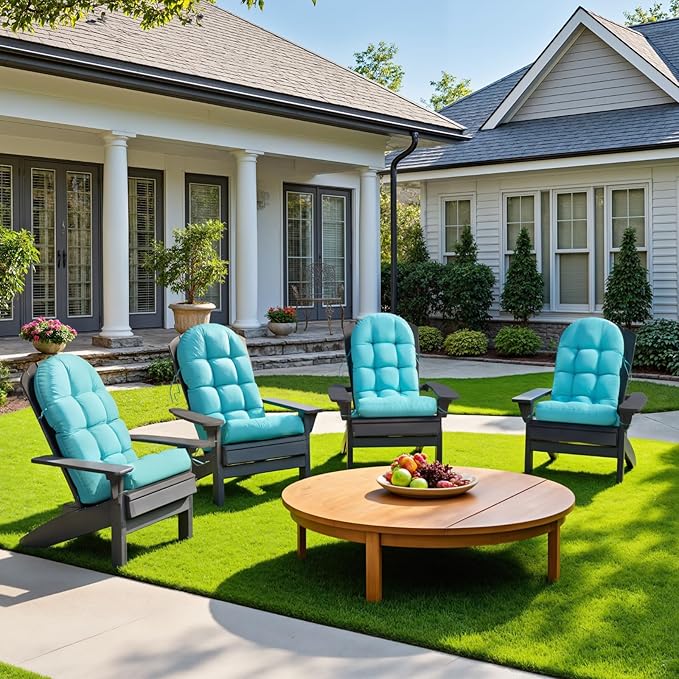 Adirondack Chair Cushion, Rocking Chair Cushions, High Back Patio Cushions, Thickened Weather Resistant Patio Cushion with 6 Ties, Non Slip Fade & Waterproof