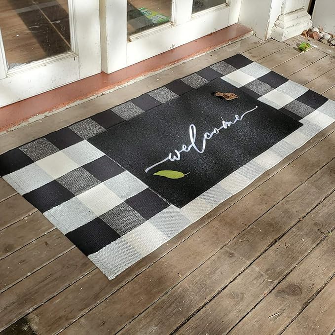 AAZZKANG Welcome Mat Door Mats Outdoor with Non Slip Rubber Backing Front Door Mat Easy to Clean Indoor Doormat for Entrance,High Traffic Areas,Patio 18"x30"