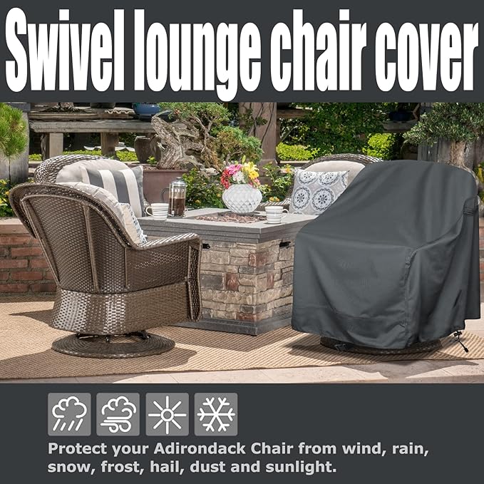 Outdoor Swivel Lounge Chair Cover 1 Pack,Waterproof Heavy Duty Outdoor Patio Furniture Covers (39"W x 37"D x 38"H)