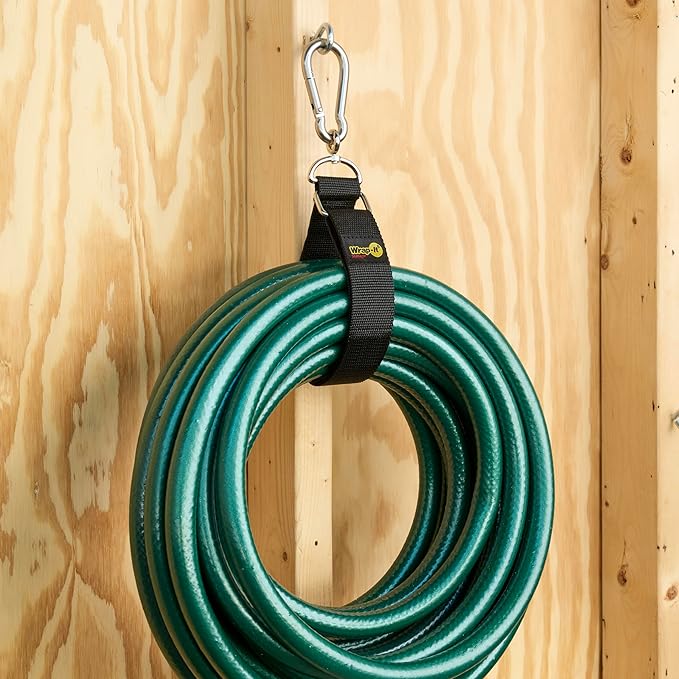 Hook 'n Hang Wrap-It Storage Straps - 24" Blaze Orange - Carabiner Straps for Cord or Garden Hose Storage (2-Pack)