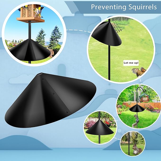 Squirrel Baffles for Bird Feeders, Squirrel Baffle for Bird Feeder Pole, Bird Feeder Squirrel Guard, Black (16 Inch-1 Pack)