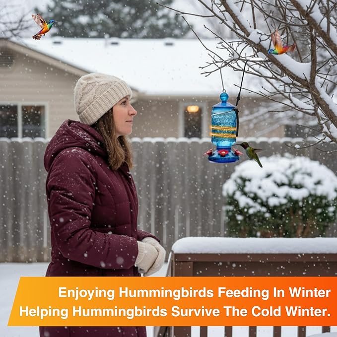 Hummingbird Feeder Heater, Hummingbird Feeder Heated for Outdoors in Winter to Prevent Nectar from Freezing, Garden Bird Feeding Wamer Fit Most Birdfeeders (with Cable Straps)