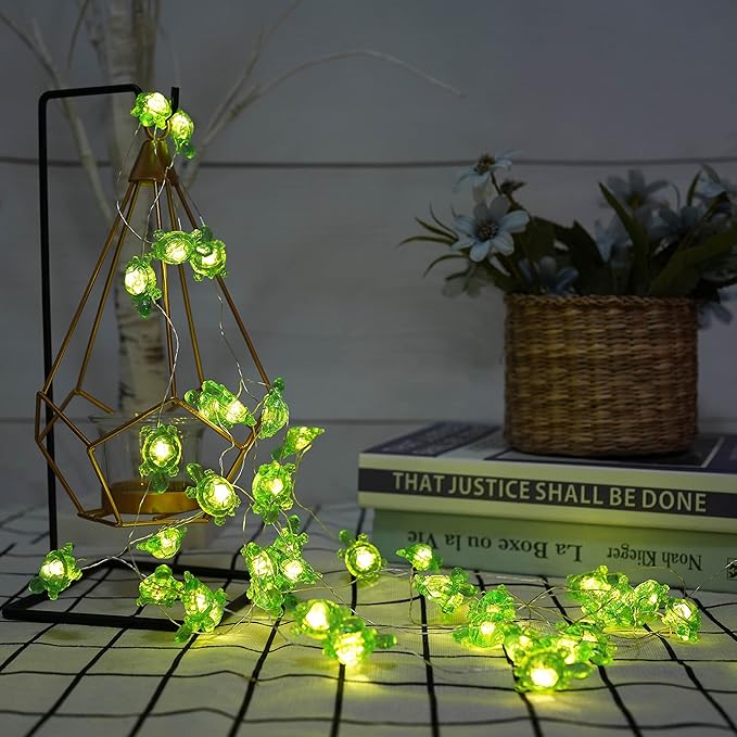 Decorman Turtle Decorative String Lights, 14ft 40 LED 8 Modes Warm White Weatherproof Battery Operated Ocean Theme Lights for Bedrooms Parties Weddings Gardens with Remote and Timer