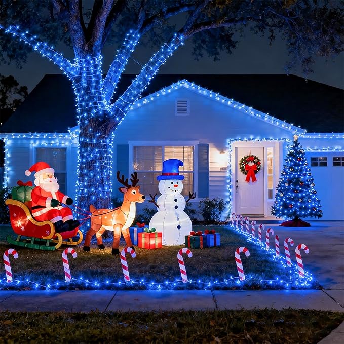 100FT 300 LED Outdoor String Lights, Connectable Christmas Lights Indoor Waterproof with 8 Modes, Plug in Twinkle Fairy Lights Clear Wire for Bedroom Home Wedding Patio Decorations, Blue