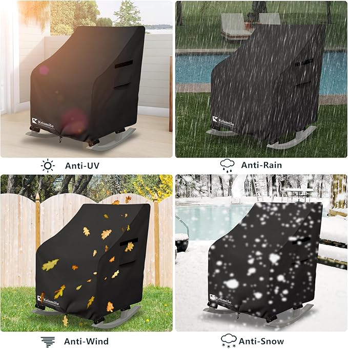 Outdoor Rocking Chair Cover 4 Pack,Heavy Duty Waterproof Patio Rocking Chairs Cover for 27" W x 34" D x 45" H Presidential Rocking Chair,Black