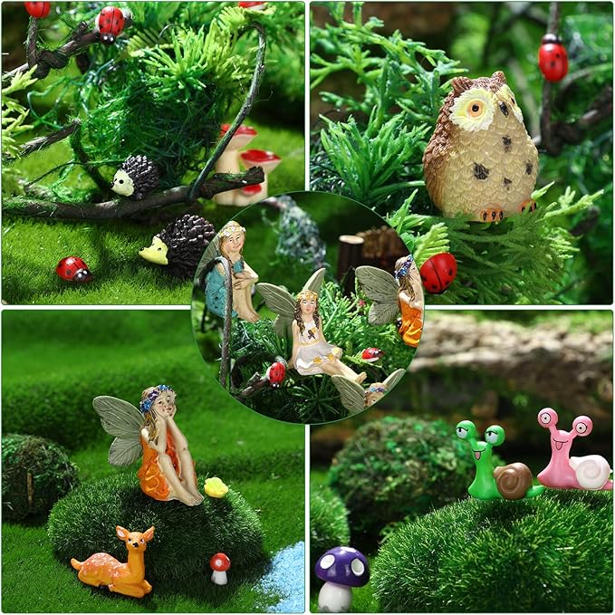 Unittype 120 Pieces Garden Kit Accessories Garden Animals Miniatures Fairies Miniature Figurines Micro Landscape Ornaments DIY Kit for Outdoor Yard Lawn