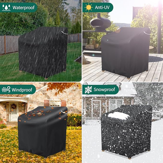 AKEfit Patio Chair Covers for Outdoor Furniture Waterproof 1 Pack,Heavy Duty Outdoor Chair Covers Waterproof for Lawn Lounge Seat, Wicker, Adirondack&Rocking Chairs,Black-28Wx36Dx47H inches