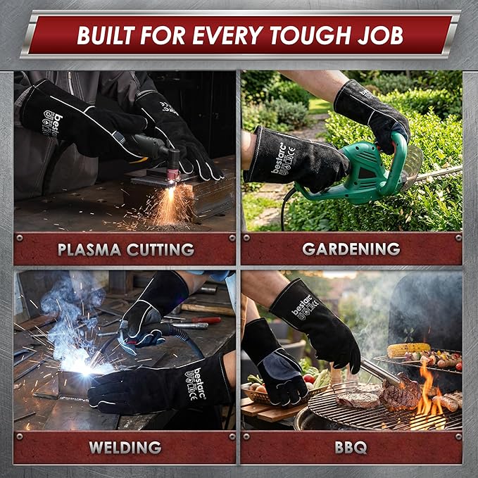 bestarc Leather Forge MIG Welding Gloves, 932℉ Heat Resistant Welding Gloves with Kevlar Stitching for MIG, TIG, Stick, Forge
