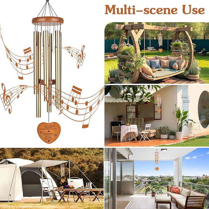 Memorial Wind Chimes, 37" Large Outdoor Wind Chimes for Loss of Loved One, Meaningful Sympathy Gifts in Memory of Father, Mother or a Loved One
