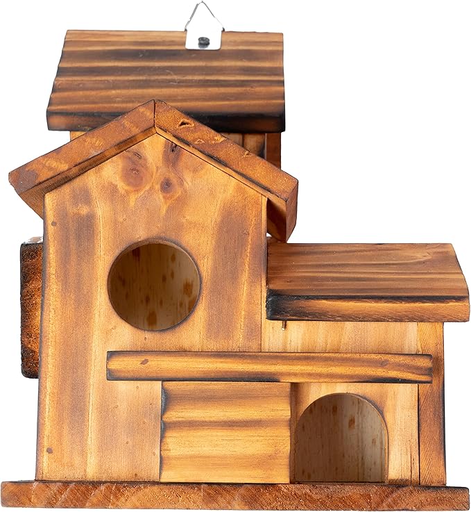 Bird Houses for Outside,Outdoor 5 Hole Bird House Room for 5 Bird Families Bluebird Finch Cardinals Hanging Birdhouse for Garden (Brown - Set of 1)