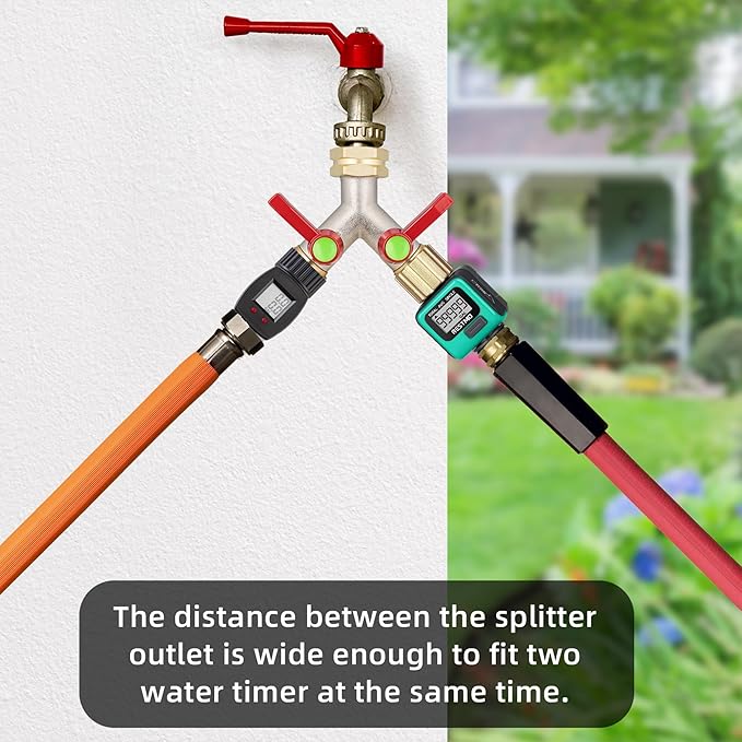 Hose Splitter 2 Way,High flow Garden Hose Splitters, Y Splitter 2 Valves, Faucet Splitter, 2 Way Heavy Duty Brass Splitter, Outdoor Faucet Diverter, Y Valve 3/4" GHT Thread.
