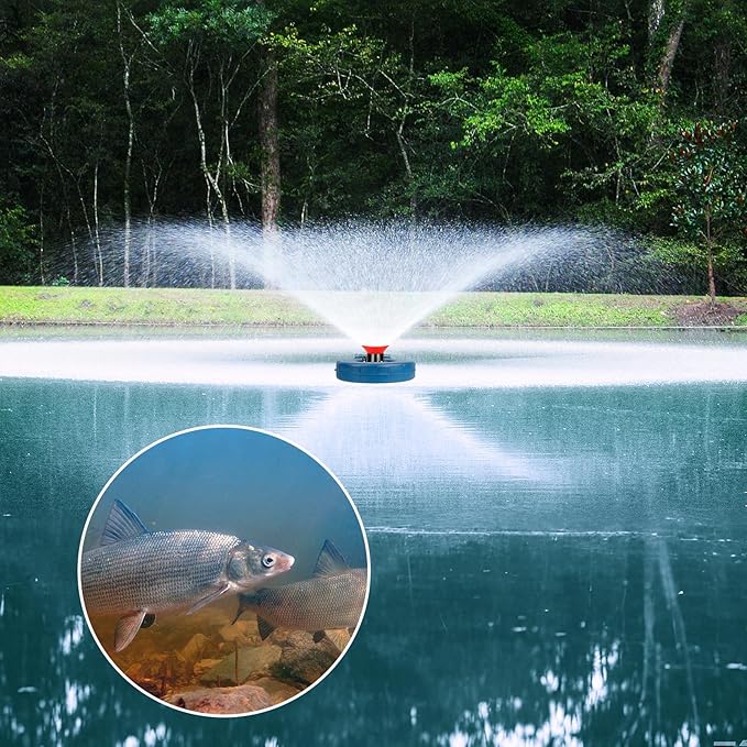 Pond Fountain Aerator Pond Fountain - 1 HP 15,000 gallons/hour 750 watts - pond aerator equipped with 100-foot power cord and multi-function timer Suitable for large ponds and lakes