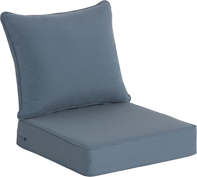 COZYVIDA Outdoor Deep Seat Cushion Set of 2, 22"x24" Seat & 23"x19" Back, C0 Water-Resistant Breathable Fabric, UV-Resistant 1000+ Hrs, 30D Foam with Recycled Fiber Fill,Light Blue