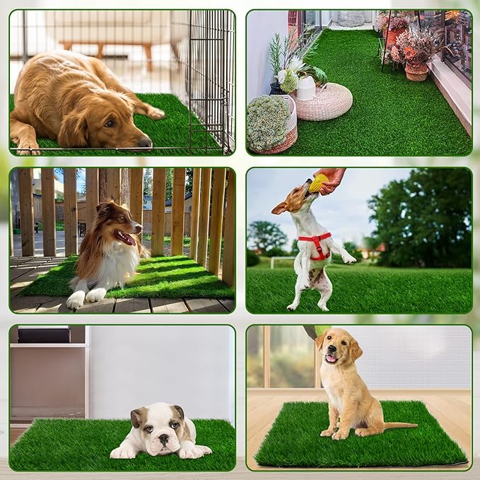 Grass Pad for Dogs 59.1 x 39.4 inches, Strong Absorbency Soft and Real Grass for Pets Potty Training, Easy to Clean Fake Grass for Dog Indoor Outdoor Use (1 Pack)
