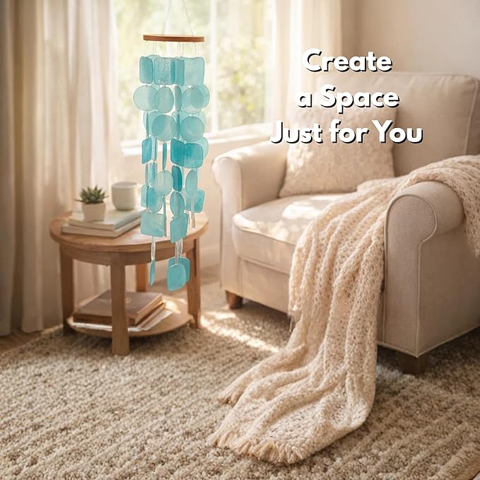 Solange & Frances Turquoise Sea Glass Wind Chimes for Outside - Ideal Gifts for Women Who Have Everything. Unique Valentines Day Gifts for Her, Valentines Gift Ideas