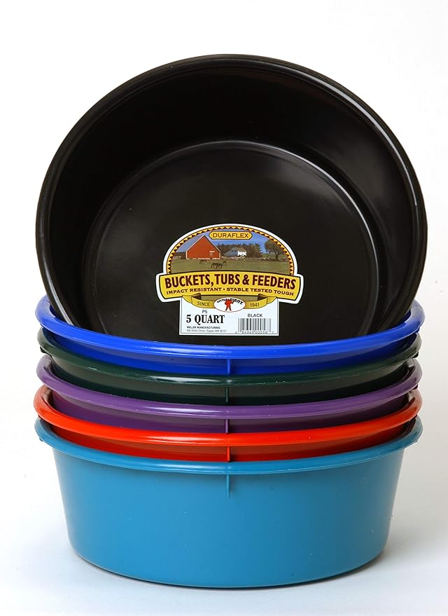 Little Giant® Plastic Utility Pan | Feed Pan | Durable & Versatile Livestock Feeding Bucket | Made in USA | 5 Quart | Blue