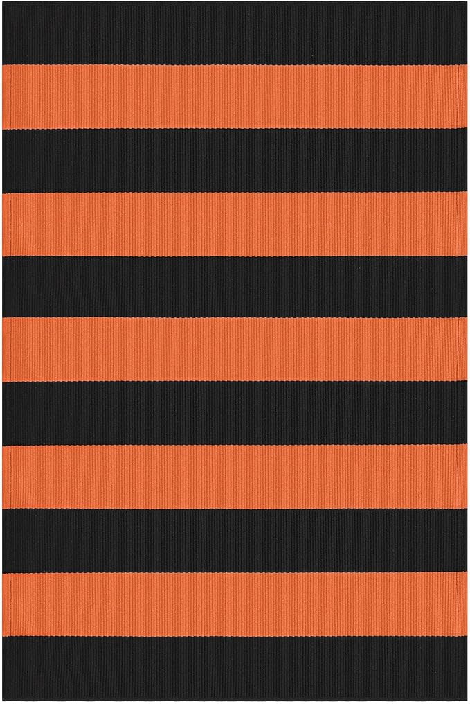 IOHOUZE Fall Door mat 27.5" x 43" Orange Black Striped Area Rug Washable Front Porch Rug Striped Door Mat Outside Entrance Entryway Doormat for Fall, Halloween, Thanksgiving Porch Decor