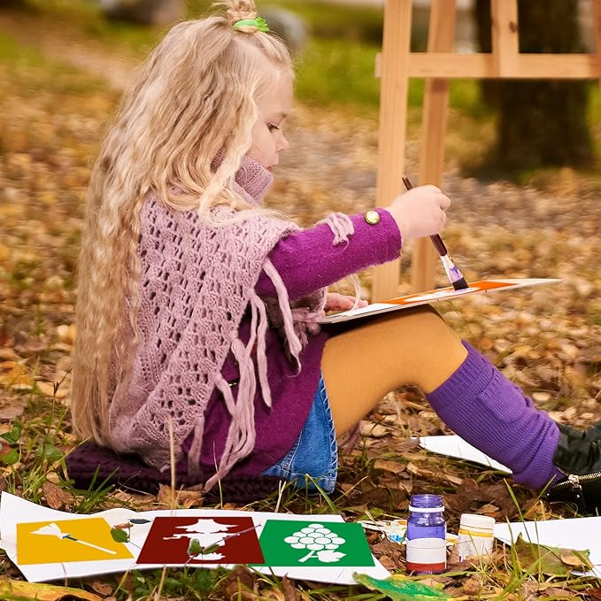 Epakh 24 Pieces Stencils for Kids 8 Inches Drawing Stencils Chalk Template Large Washable Geometric and Garden Themed Primary Shape Template for Kids Toddlers Preschooler(Bright Style)
