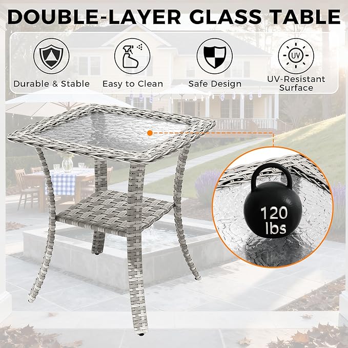 10-Seat Modern Patio Furniture Set with Swivel Rocking Chairs, Thick 4″ Cushions, Dual-Strand Wicker Rattan, Rust-Resistant Steel Frame – Outdoor Conversation & Modular Sectional,Navy