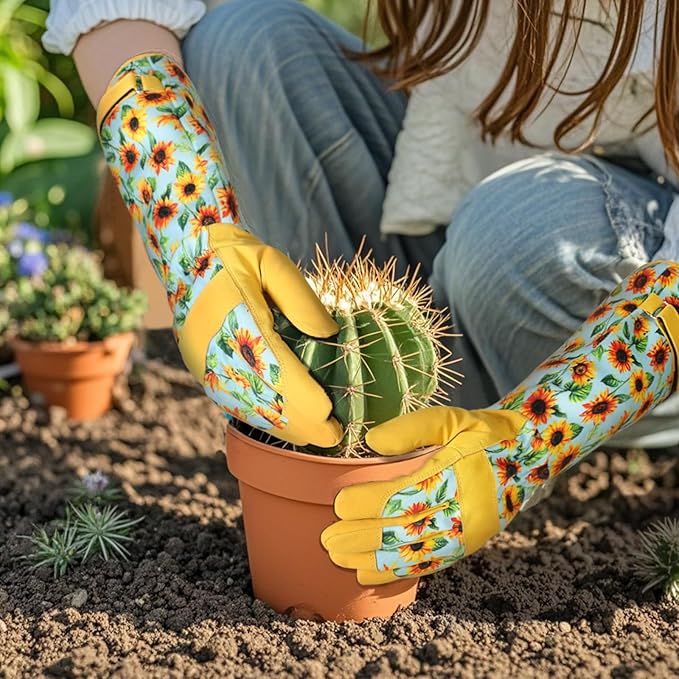 Trifabricy Gardening Gloves for Women - Long Garden Gloves with Grip Breathable, Thorn-Proof Puncture-Resistant Work Gloves