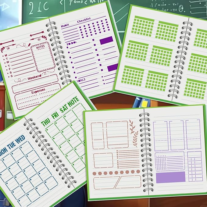 16 PCS Journal Stencils Planner Stencils for Bullet Junk Journal Notebook Diary Scrapbook DIY Drawing Template Journal Stencil 5.7 x 8 Inch